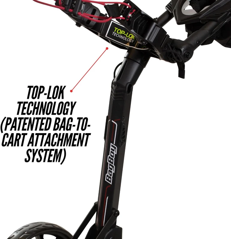 Bag Boy Nitron Golf Push Cart — Auto-Open 3-Wheel Cart with Top-Lok Attachment & Accessories