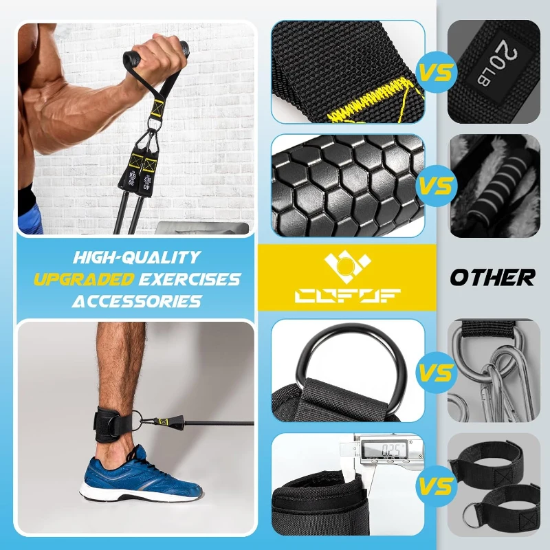 COFOF Pilates Bar Kit with Resistance Bands – Adjustable Metal Bar Set with Heavy-Duty Buckle and Portable Bag