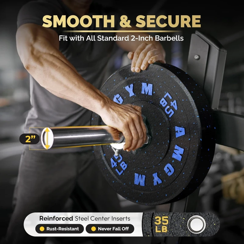 AMGYM 400 lb Bumper Plate Set — 2-Inch Olympic Rubber Plates, Recycled Rubber, Color-Coded