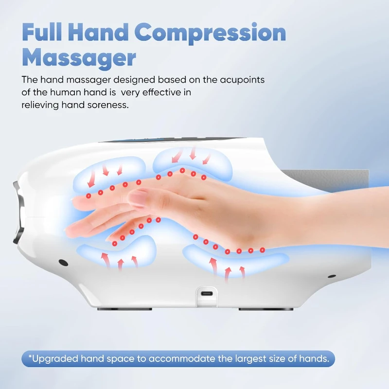 belhope Hand Massager with Compression, Heat and Cooling – 9 Modes, 4 Heat Levels, Timer and Safety Valve for Arthritis and Carpal Tunnel Relief (White)
