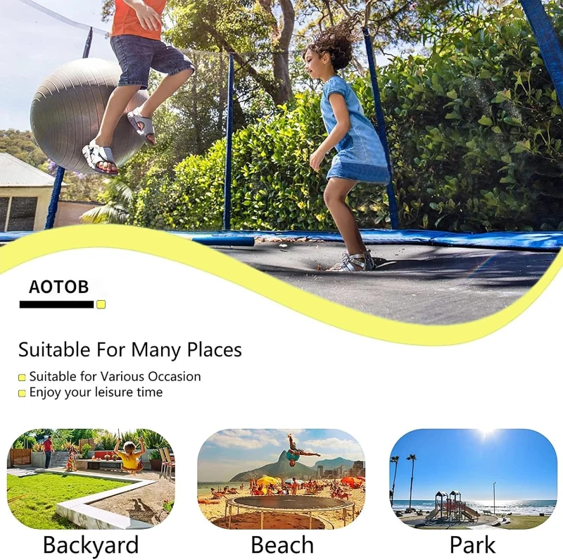 AOTOB 12 ft Outdoor Trampoline with Safety Enclosure Net and Basketball Hoop — Heavy-Duty PP Jump Mat, Spring Cover Padding, Storage Bag & Ladder