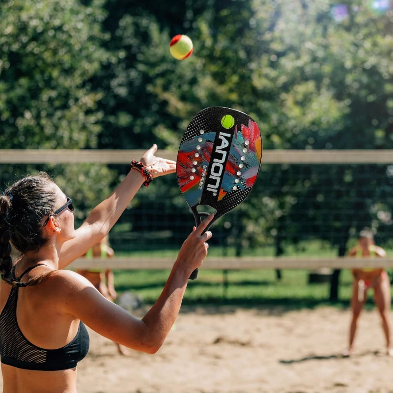 Carbon Fiber Beach Tennis Paddle with EVA Memory Foam Core – Lightweight Beach Tennis Racket