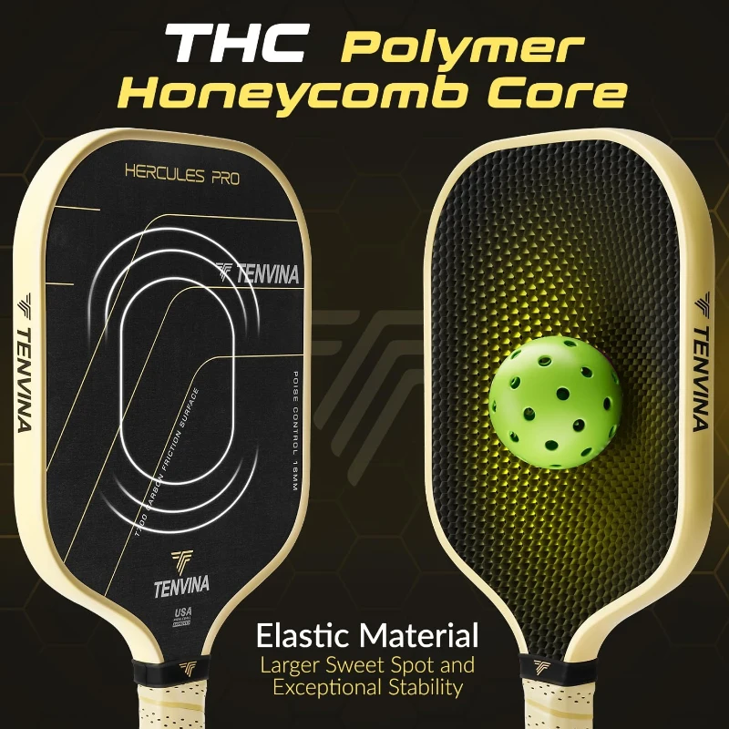 TENVINA HERCULES PRO Thermoformed Pickleball Paddle - T700SC Friction Carbon Fiber Face, USAPA Certified