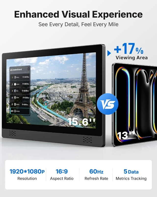 MERACH Indoor Cycling Bike with 15.6"" Full HD Screen, Magnetic Resistance, 300 lb Capacity, Tablet Mount & App-Based Fitness Courses