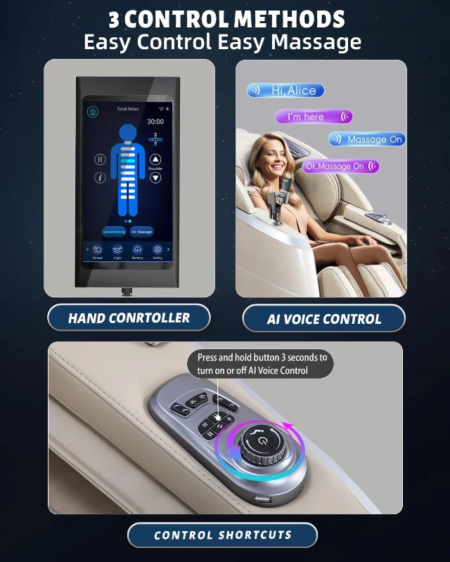 RelaxRelife 4D Full-Body Massage Chair with 166° Flexible SL Track, Reading Lamp, 18 Modes, 11 Techniques, 36 Airbags, Zero Gravity Recliner, Yoga Stretch & Foot Massage (Beige)