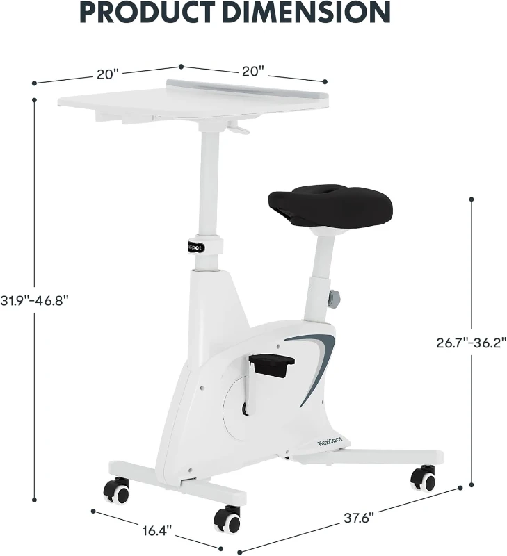FLEXISPOT V9PRO/V9MAX Space-Saving Under-Desk Exercise Bike with Removable 2D Desktop — 8 Resistance Levels, 300 lb Heavy-Duty Capacity, Quick Assembly