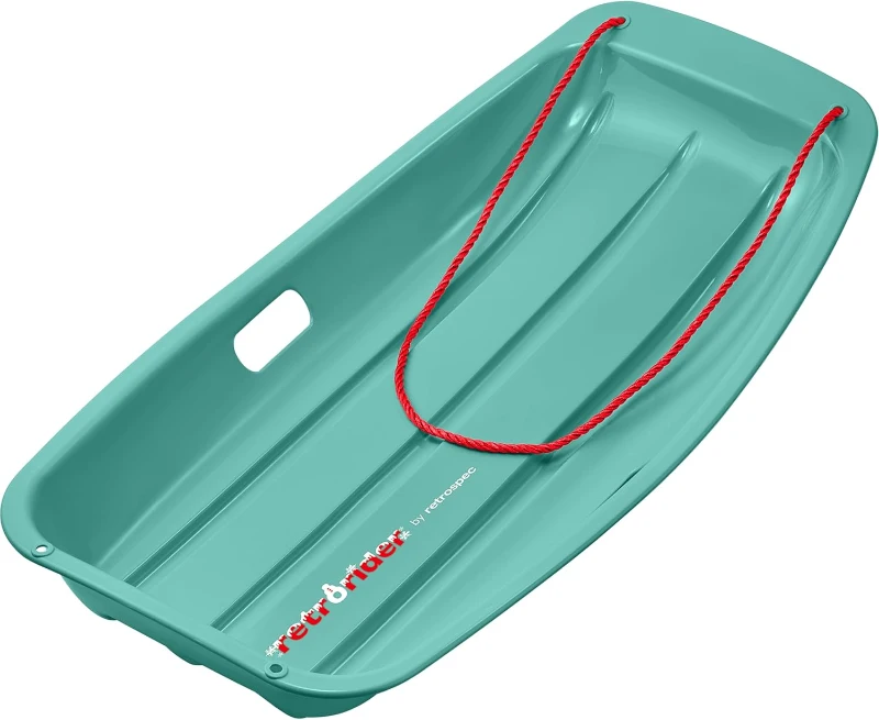 Retrospec Retrorider Family Toboggan Sled — Durable HDPE, Pre-Tied Tow Rope, Cold-Proof Coating and Stiff Base for Fast Runs — 35-inch & 48-inch