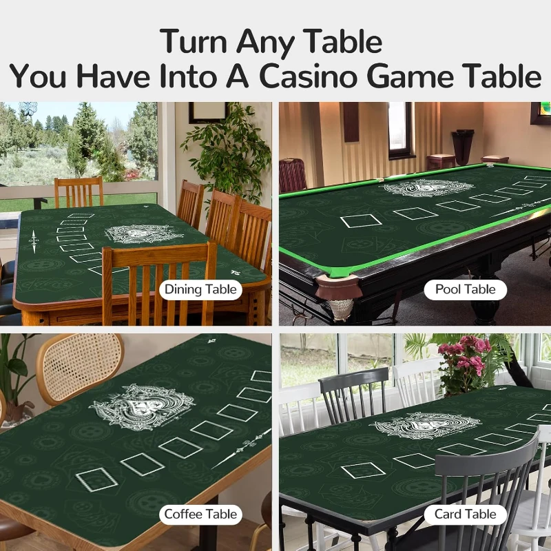 70 x 35 Inch Waterproof Poker Table Mat — Super-Soft Texas Hold'em Surface with Premium Smooth Finish and Zippered Carrying Case for Parties and Home Casinos