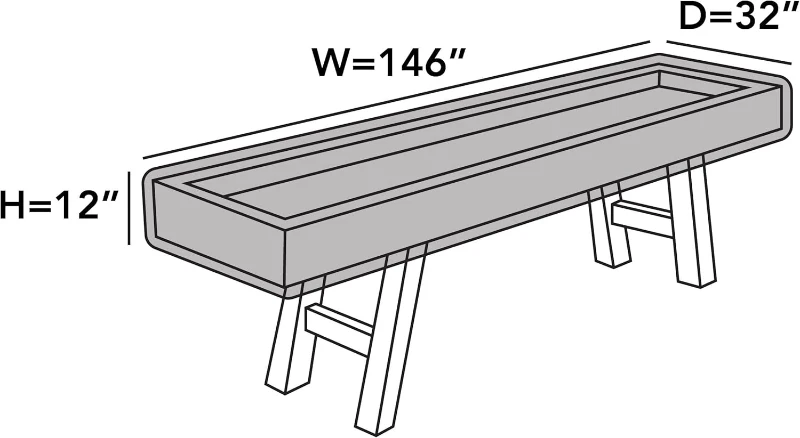 Covermates Elite Shuffleboard Table Cover – Water-Resistant Heavy-Duty 300D Polyester, Indoor/Outdoor, 146W x 32D x 12H, Khaki