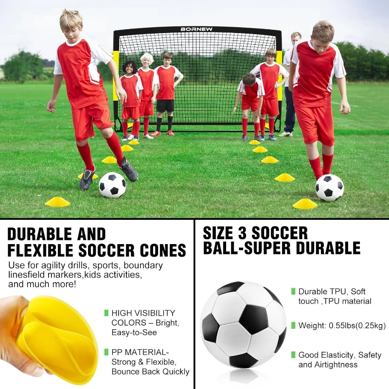 Kids Soccer Goal Set — 2-Pack Pop-Up Nets (7x5 & 6x4 Options) with Ball, Pump, Cones & Carry Bag — Portable Training Kit for Ages 3–16