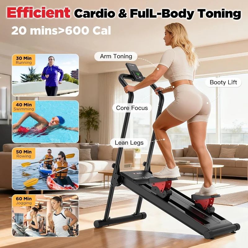 Magnetic Vertical Climber – Adjustable Resistance to 77LB, Foldable Home Stair Stepper with 19"" Stride and 320LB Capacity