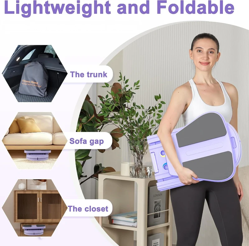 Portable Foldable Pilates Reformer Board — Multi-Function Home Pilates Machine with Timer, Resistance Bands & Carry Bag