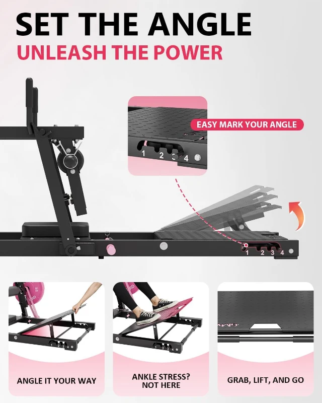 GMWD HRTQ Plate-Loaded Hip Thrust Machine, 800 lb Capacity Glute Bridge with Weight Holders and Adjustable Footboard, Heavy-Duty Butt Builder
