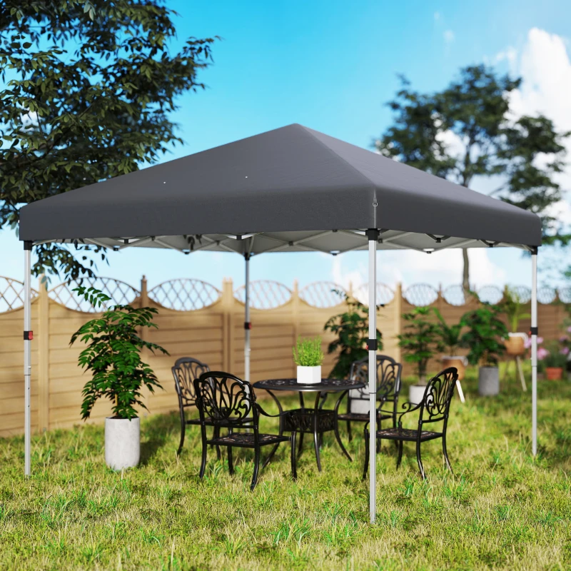 Outsunny 10' x 10' Pop Up Canopy with Sidewalls, Roller Bag, Height Adjustable Instant Tent for Outdoor, Garden, Patio, Dark Grey
