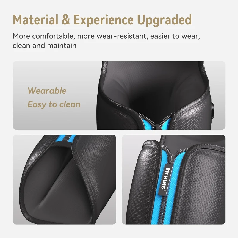 FIT KING Rechargeable Cordless Leg & Foot Massager - Full Leg Air Compression Boots with Pressure Sensor, LCD Controller, 3 Modes, 10 Intensities & 5 Timers