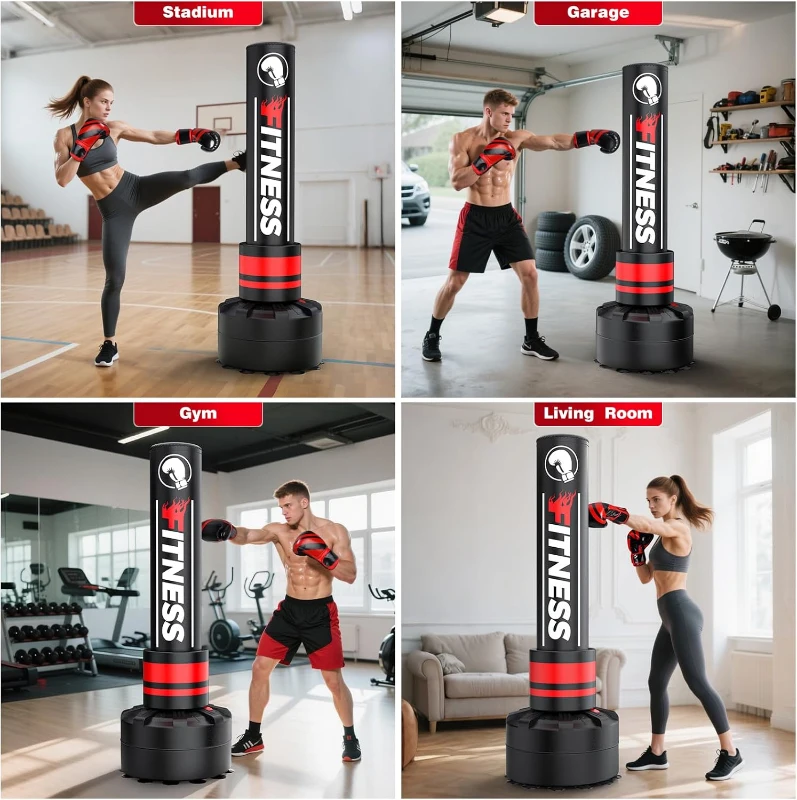GIKPAL Freestanding Punching Bag with Stand and 12 oz Gloves — Heavy Kickboxing/MMA Training Bag for Adults