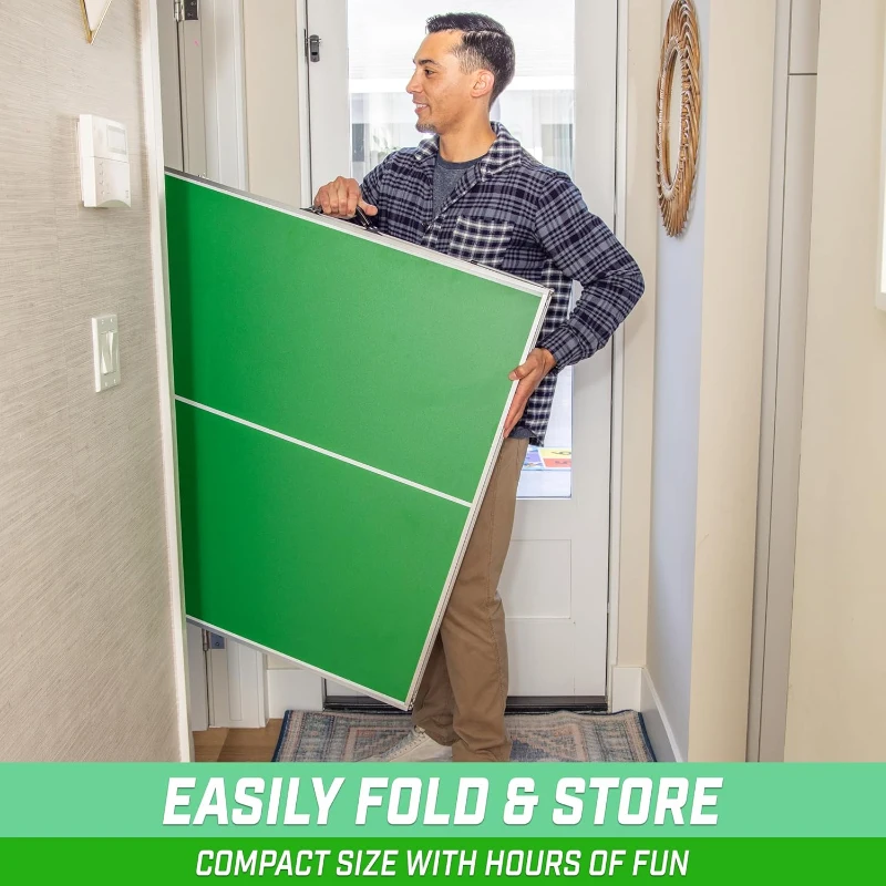 GoSports 6 x 3 ft Mid-Size Ping Pong Table Set with Adjustable Height - Blue or Green