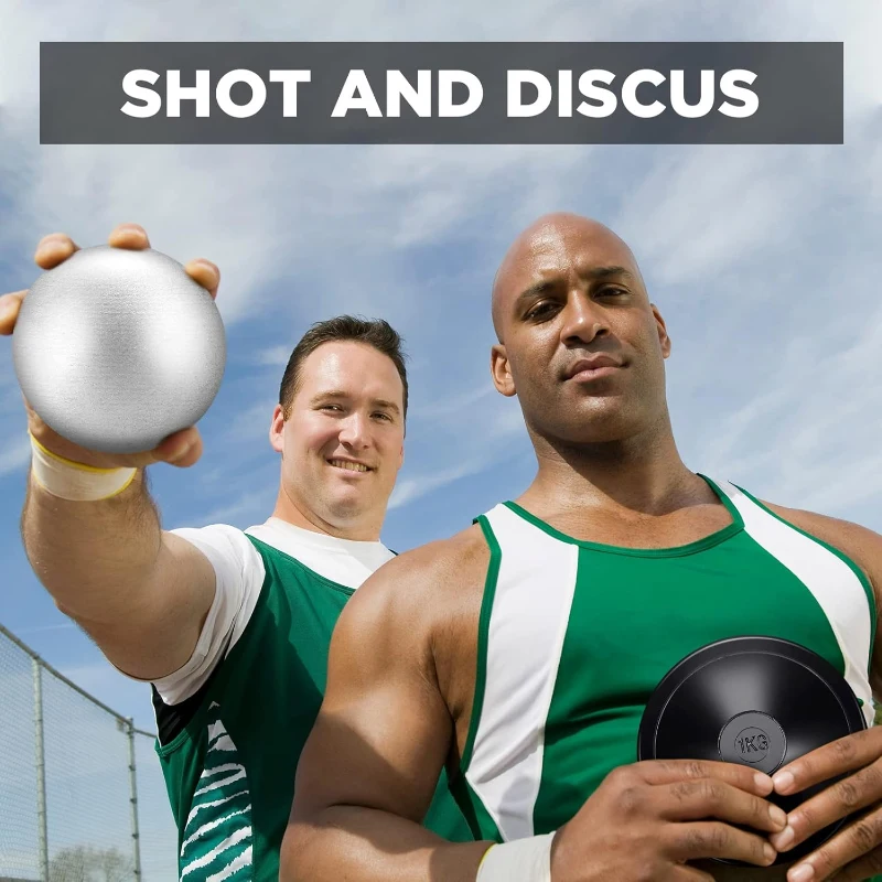 Deekin 2-Piece Training Set — 1 kg Rubber Discus + 12 lb Shot Put (Black) for School Track & Field Practice