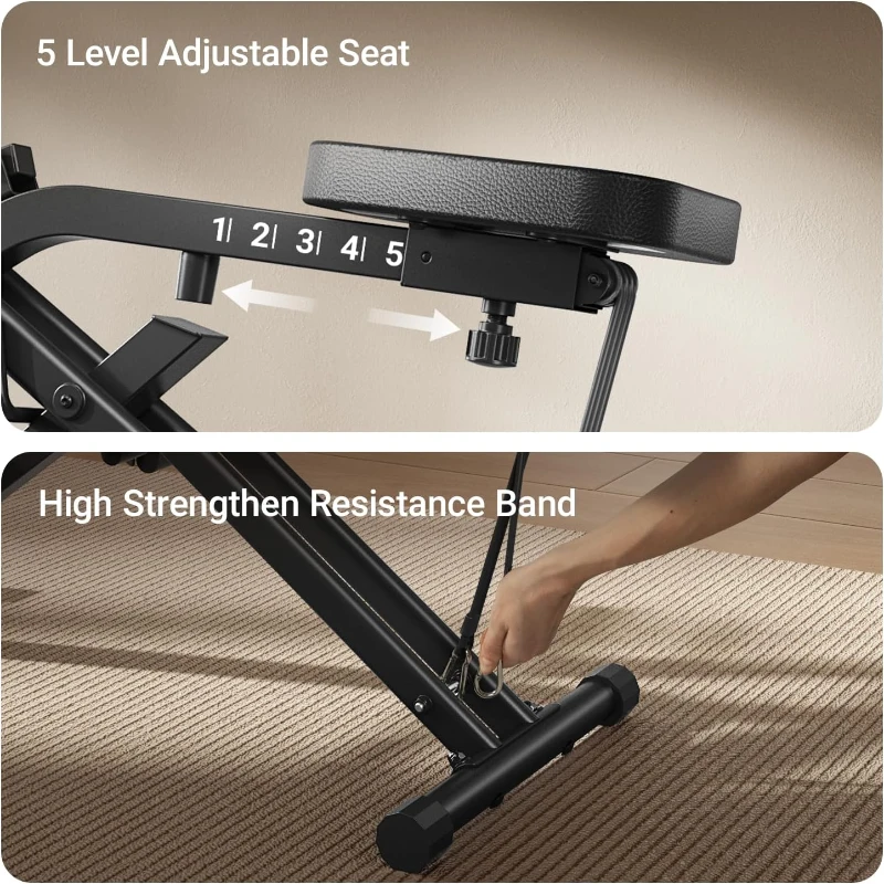UMAY Foldable Home Squat & Row Machine with 3 High-Strength Resistance Bands