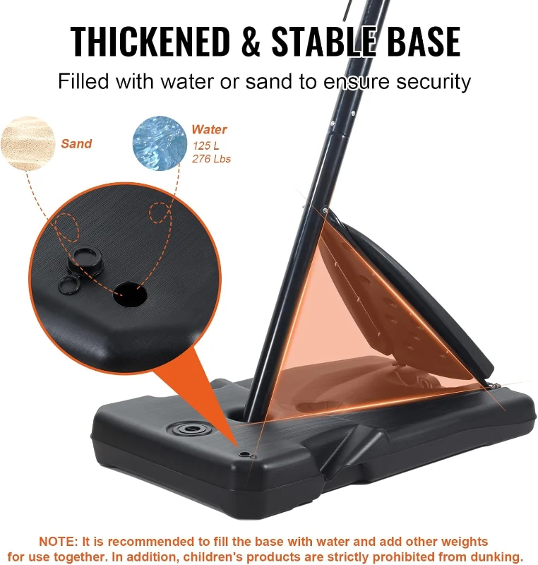 VEVOR Adjustable Portable Basketball Hoop with Weighted Base, Wheels and PC Backboard — Indoor/Outdoor for Youth & Adults