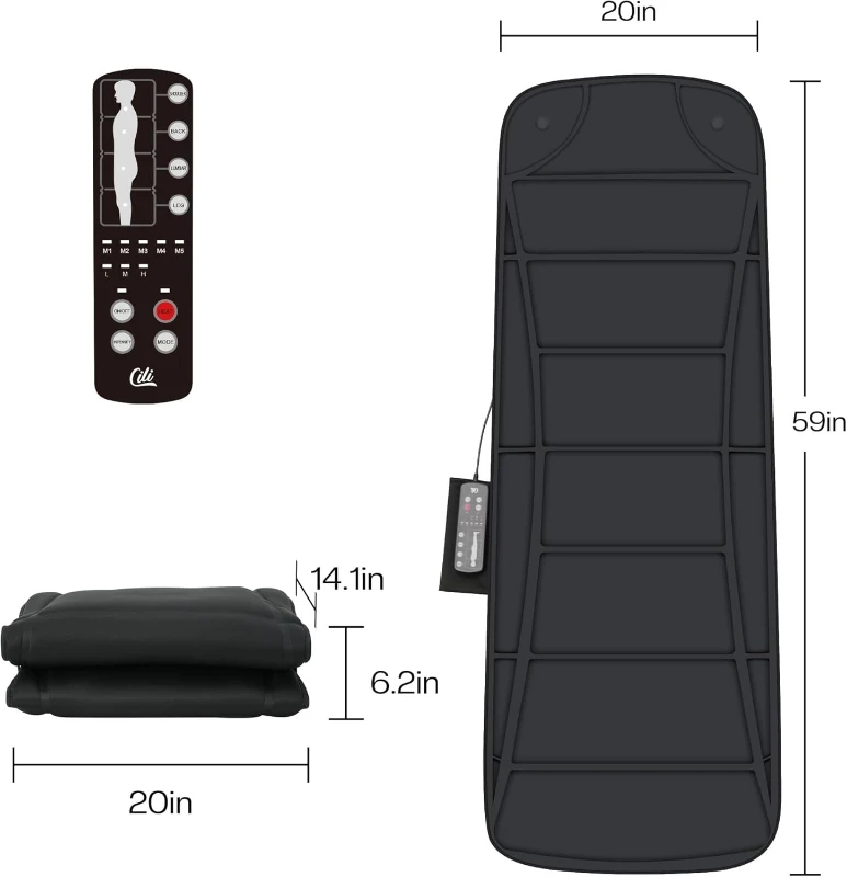 CILI Full-Body Vibration Massage Mat with Heat — Foldable Massage Mattress Pad for Bed, Sofa & Chair, Gifts for Men & Women