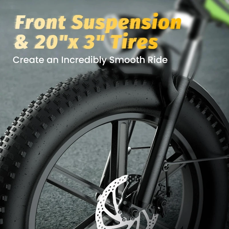 Cybervelo Foldable 1000W E-Bike — 48V 20.8Ah Removable Battery, 30+ MPH, Up to 80 Miles, 20-inch Fat-Tire Electric Bicycle for Adults