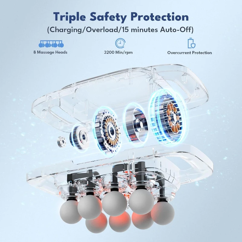 VTT 8-Head Deep Tissue Massage Gun — Electric Handheld Back Massager for Shoulders, Legs & Full-Body Pain Relief