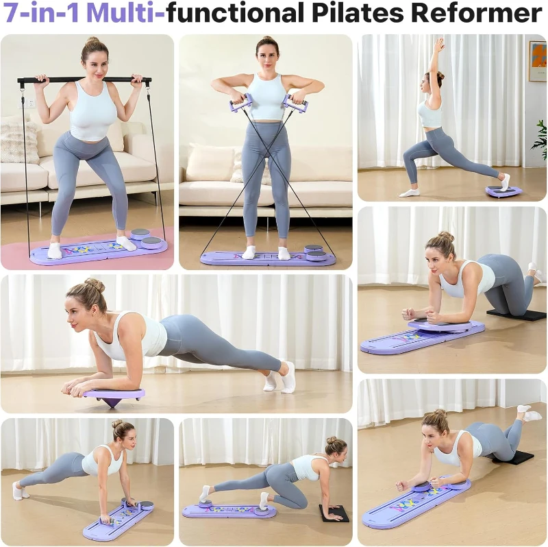 DR. Run 7-in-1 Foldable Pilates Reformer with Smart Timer and Carry Bag — Portable Multifunctional Pilates Board Set