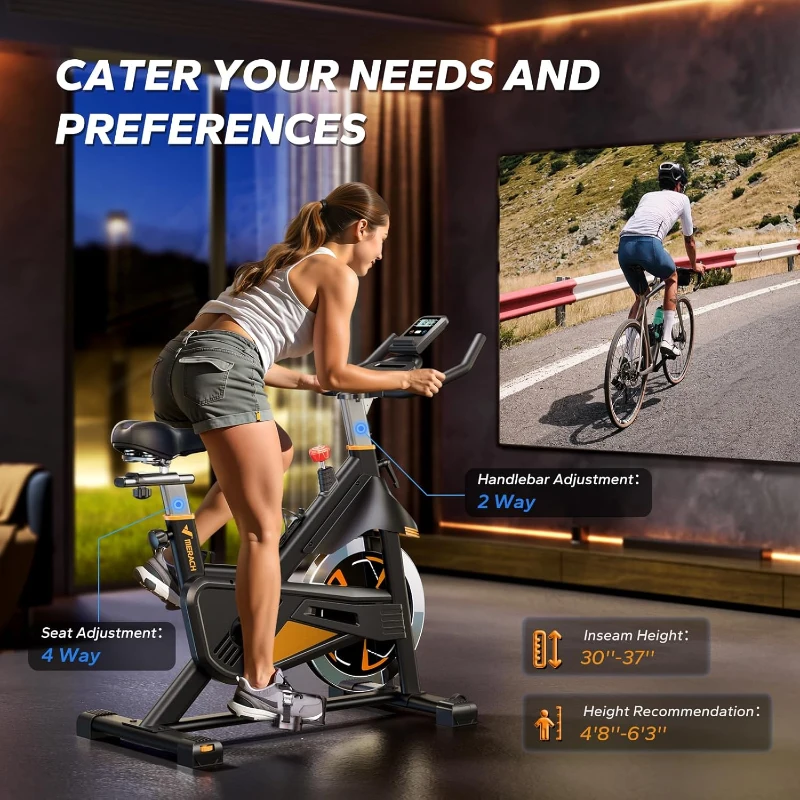 MERACH Magnetic Exercise Bike — App-Connected Indoor Cycle with FantomFite, Real-Time Metrics & Comfortable Design