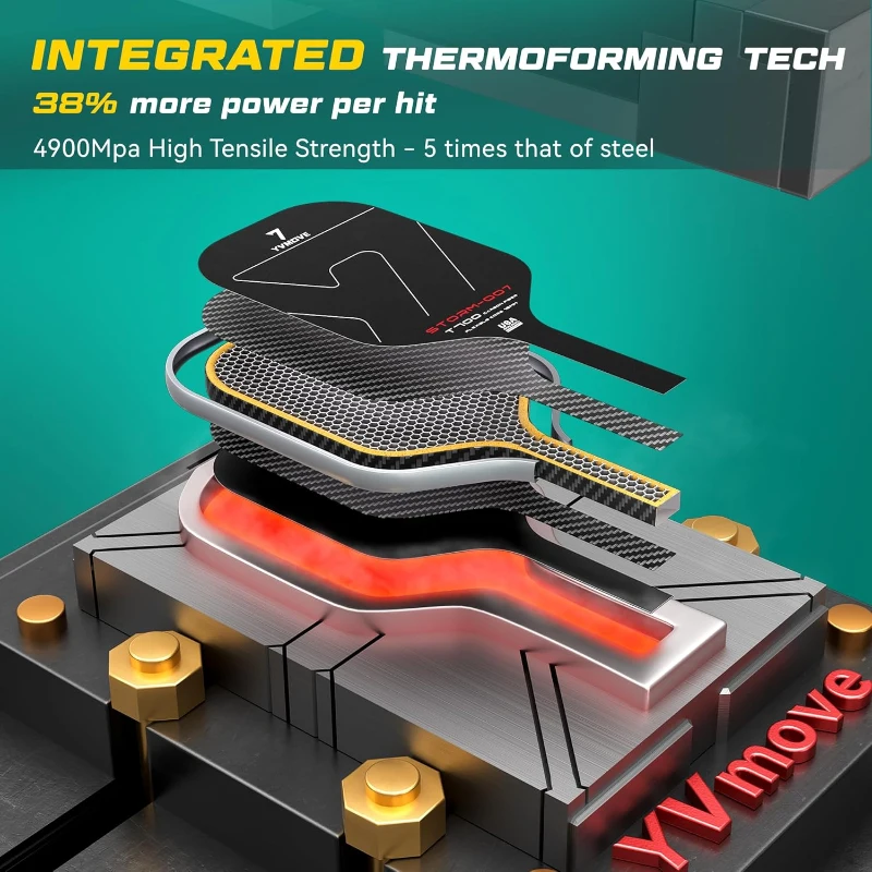 STORM 007 Pickleball Paddle — T700 Raw Carbon Face & 16 mm STR Polymer Core, Thermoformed for Spin, Power & Durability (USAPA Certified)