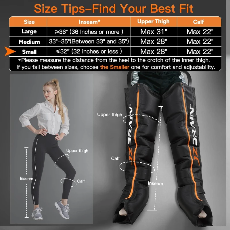 Sequential Air Compression Recovery System (Small) - Professional Full-Leg Compression Boots for Faster Recovery & Improved Circulation, Zip-On Fit