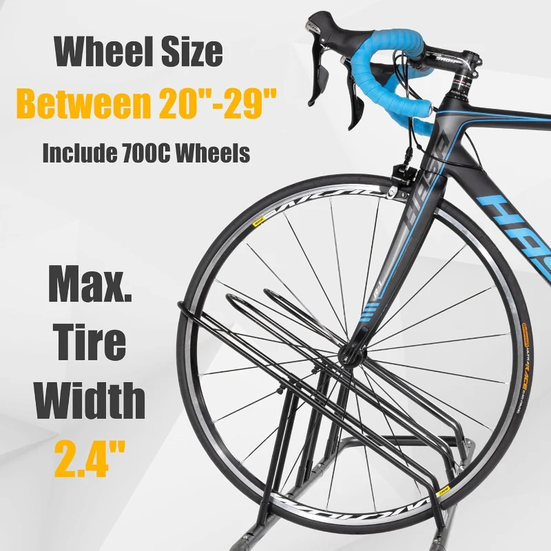 CyclingDeal Multi-Bike Floor Rack — Parking Stand for up to 6 Bicycles | Indoor Garage Storage with Tire Grooves (up to 29""), Holding Plates & Adjustable Spacing