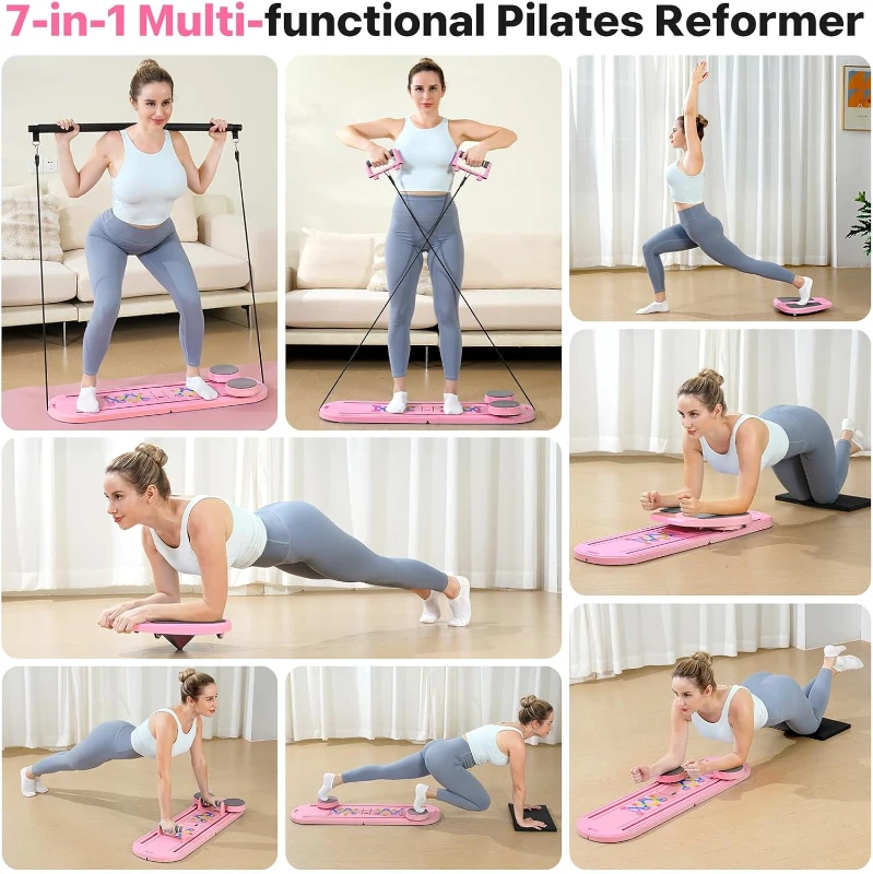 7-in-1 Portable Foldable Pilates Reformer Board with Smart Timer — Multifunctional Home Pilates Machine with Storage Bag