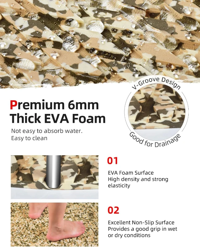 Abahub EVA Foam Traction Pad - Non-Slip, Self-Adhesive Camouflage Decking Sheet (Sizes: 96 in x 16 in / 23.5 in / 38 in / 47 in; 48 in x 16 in) for Boats, SUP, Kayak, Surfing