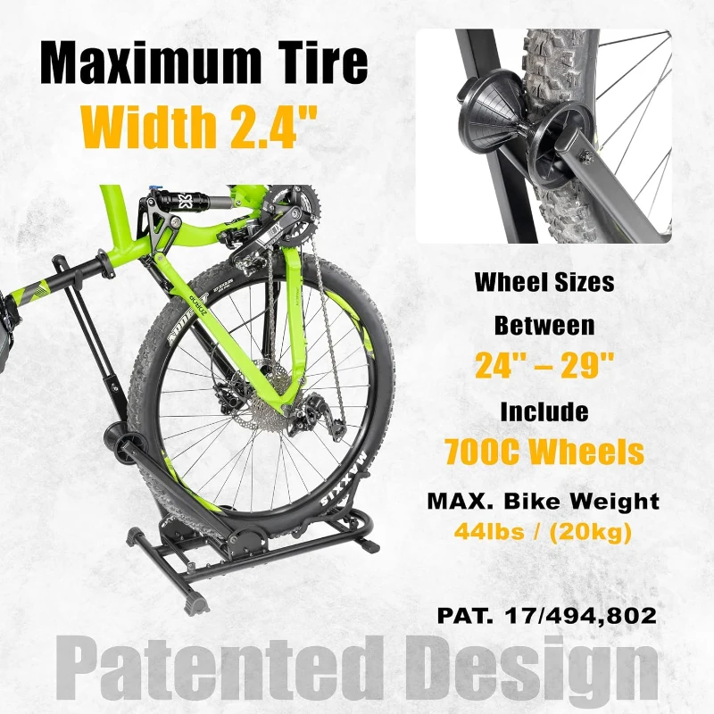 BIKE HAND Upright Bike Stand — Adjustable Vertical & Horizontal Floor Parking Rack with Seatpost Stabilizer for Bikes up to 29-inch Wheels (Single Bike)