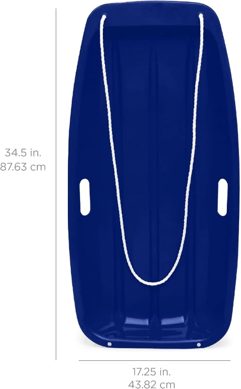 Best Choice Products 35 in Kids Plastic Toboggan Sled with Front Pull Rope and Two Handles