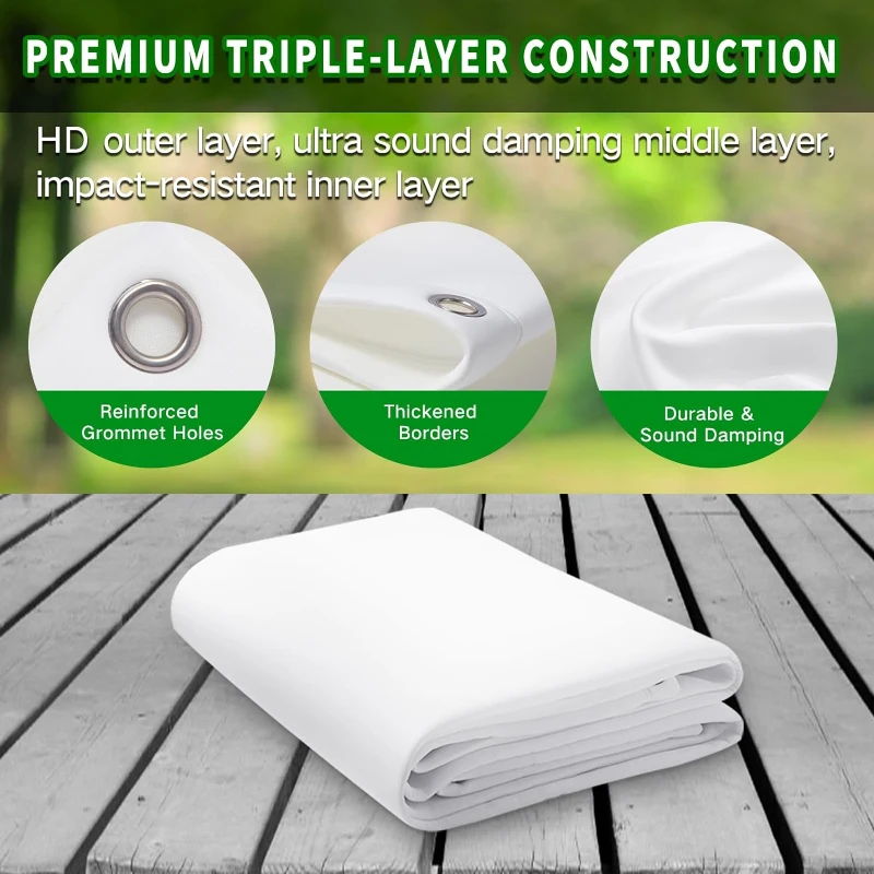 Premium Triple-Layer Golf Simulator Impact Screen with Grommets & Bungees, HD Visual Surface for Launch Monitors and Projectors – Enclosure Hitting Screen