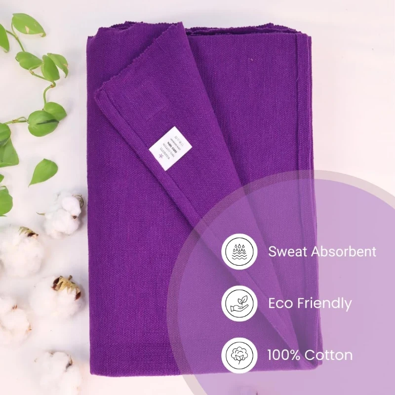 Yogikuti Iyengar Thick Handwoven Cotton Yoga Blanket Set of Two – Premium Support for Restorative Yoga, Meditation & Pranayama (Purple)