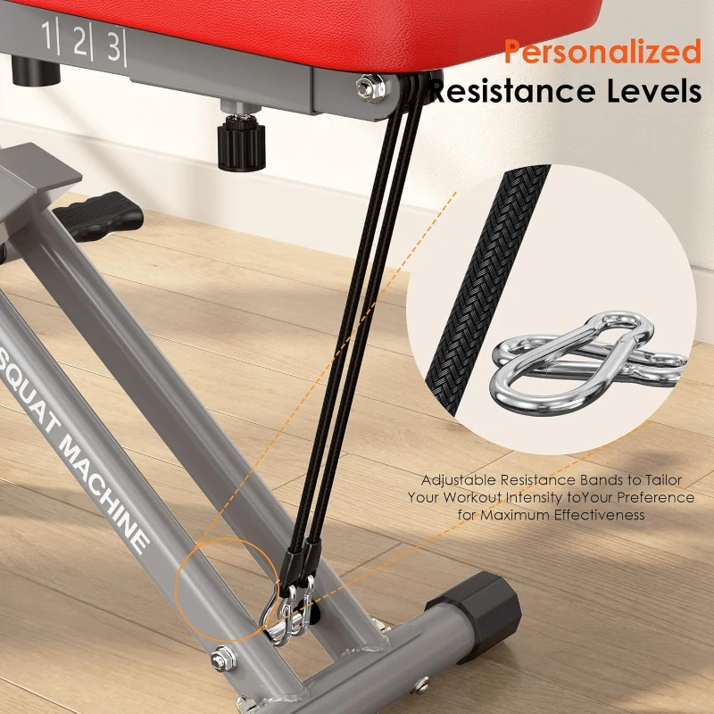SogesHome Foldable Row & Squat Machine for Home — Full-Body Trainer with Adjustable Resistance Bands, Raised Cushion and Adjustable Seat, 330 lb Capacity