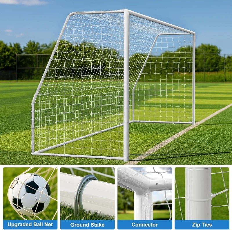 MOPHOTO Soccer Goal — 6x4/8x6/10x6.5/12x6/16x7/18.5x6.5/21x7/24x8 ft Backyard & Full-Size Training Goals for Teens & Adults