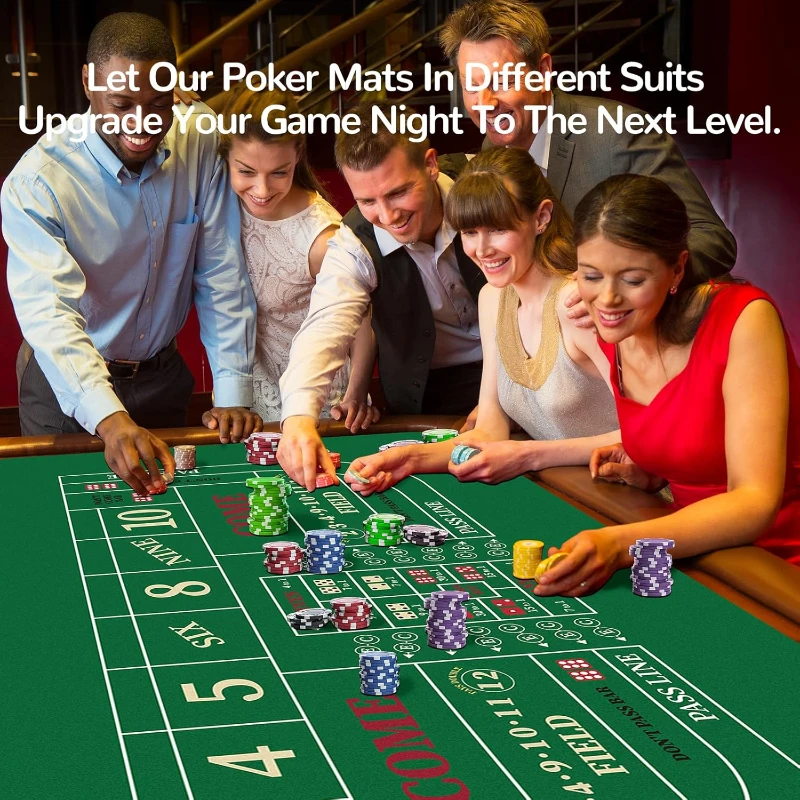 70"" x 35"" Upgraded Waterproof Casino Craps Tabletop Layout Mat with Carrying Bag, Anti-Slip Rubber Top Cover for Parties and Home Game Nights