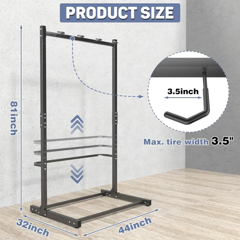 WALMANN Freestanding 4-Bike Floor Stand for Garage - Heavy-Duty Vertical Bike Storage with Welded Hooks