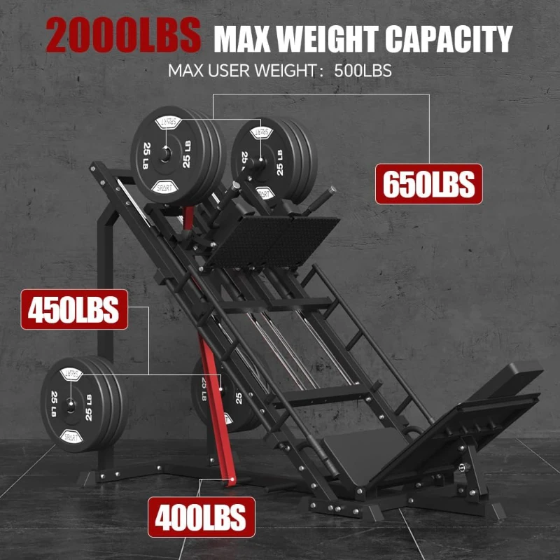 SPART 5-in-1 ISO Leg Press & Hack Squat Station with Linear Bearings, Adjustable Hack Squat and Calf Raise, Commercial Leg Machine with Weight Storage and Band Pegs