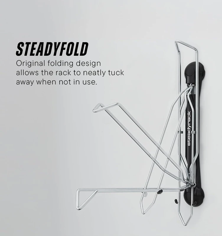 Steadyrack MTB Wall Rack — Original Vertical Bike Storage for Wide-Tire Mountain & eMTB Bikes, Pivoting Space-Saver, Heavy-Duty Steel for Garage, Apartment or Home