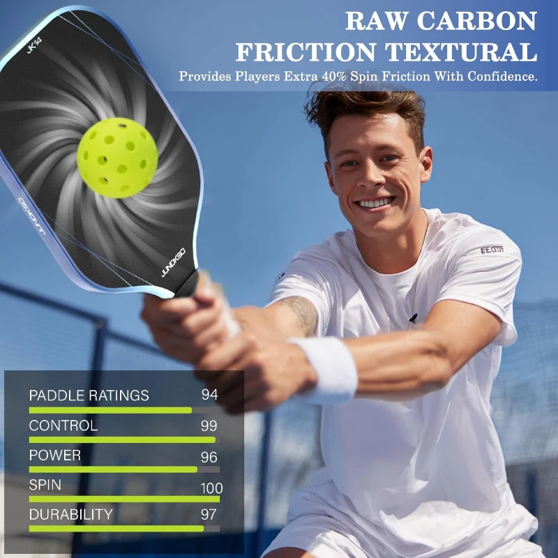 Graphite Carbon Fiber Pickleball Paddles Set of 2 — USAPA Compliant Pro Composite with 14mm PP Honeycomb Core, Carry Bag (Blue)