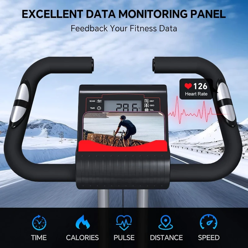 2025 X-Bike 816 Compact Foldable Exercise Bike — 5-in-1 Home Stationary Bike with 16-Level Quiet Magnetic Resistance, Portable Design and LCD Monitor (260 lb Capacity)