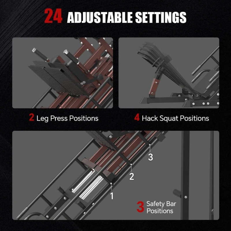 SPART 5-in-1 Leg Press & Hack Squat Combo with Linear Bearings, Adjustable Hack Squat/Calf Raise, Commercial Weight Storage and Band Pegs