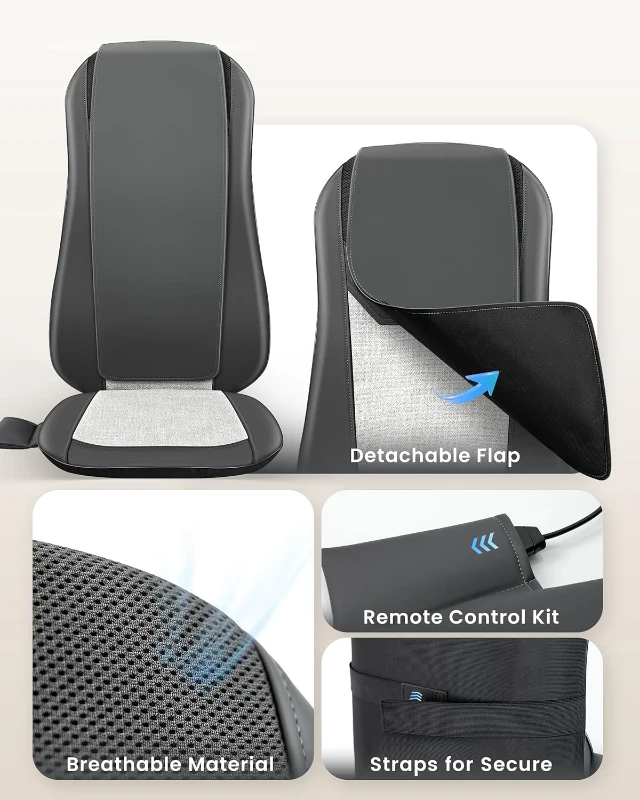 COMFIER Heated Back Massager Pad with Shiatsu, 2-Speed Full-Back Chair Massager with Spot Function and Vibrating Seat – Lightweight Massage Cushion for Home, Office, Gifts for Men & Women