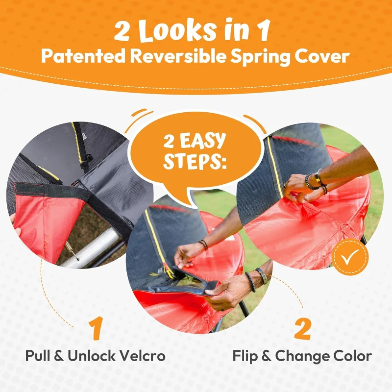 JUMPZYLLA Outdoor Trampoline 8FT/10FT/12FT/14FT/15FT/16FT with Safety Enclosure & Ladder, ASTM F381-16 Certified Recreational Trampoline for Kids and Adults, Anti-Rust Powder-Coated Frame