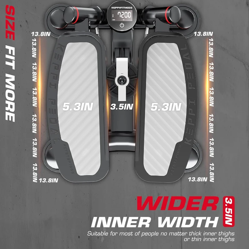 KeppiFitness FITSTEP1000 PRO Home Stair Stepper with Resistance Bands — Commercial-Grade, 400 lb Capacity, V-Shaped Motion, LED Monitor